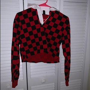 Red and black checker board shirt